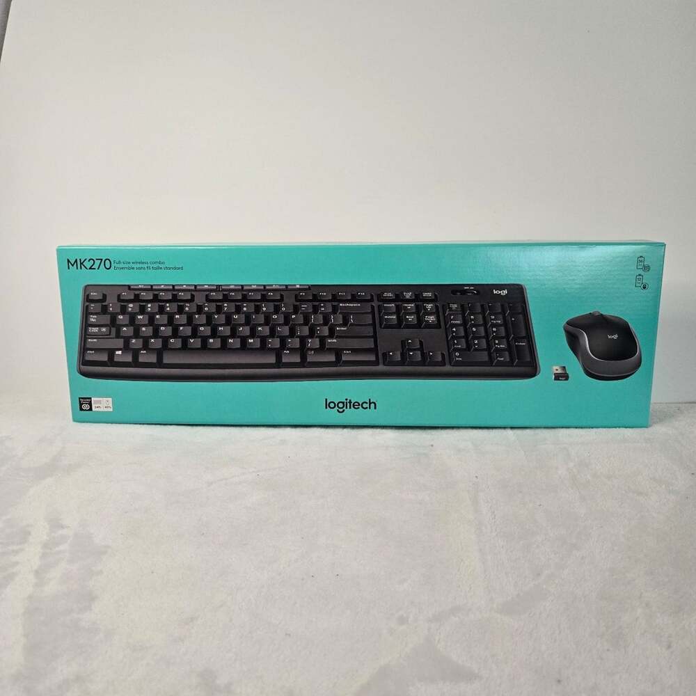 Logitech MK270 Wireless Keyboard & Mouse Combo Full Size Black New in Box